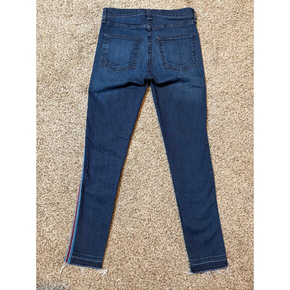 Veronica Beard Debbie 10” Skinny Midnight Fray & Tux Striped Stretch Denim Jeans - Picture 11 of 12